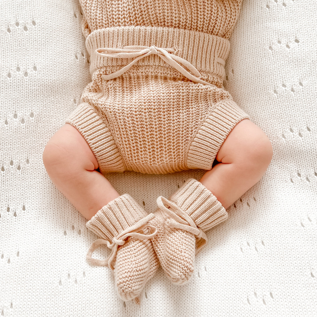 oatmeal baby chunky knitted bloomers