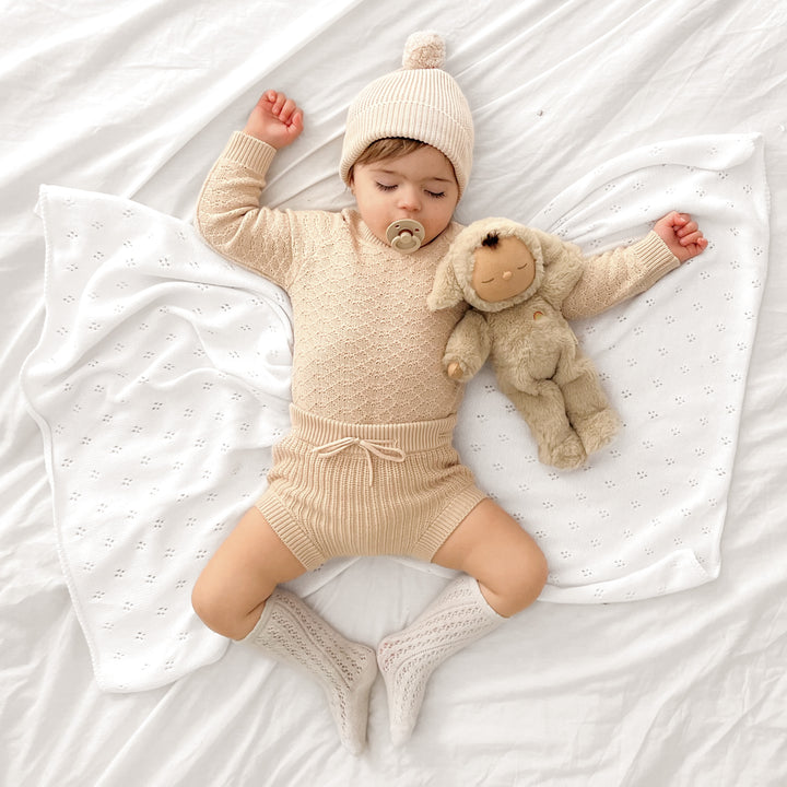 oatmeal baby chunky knitted bloomers