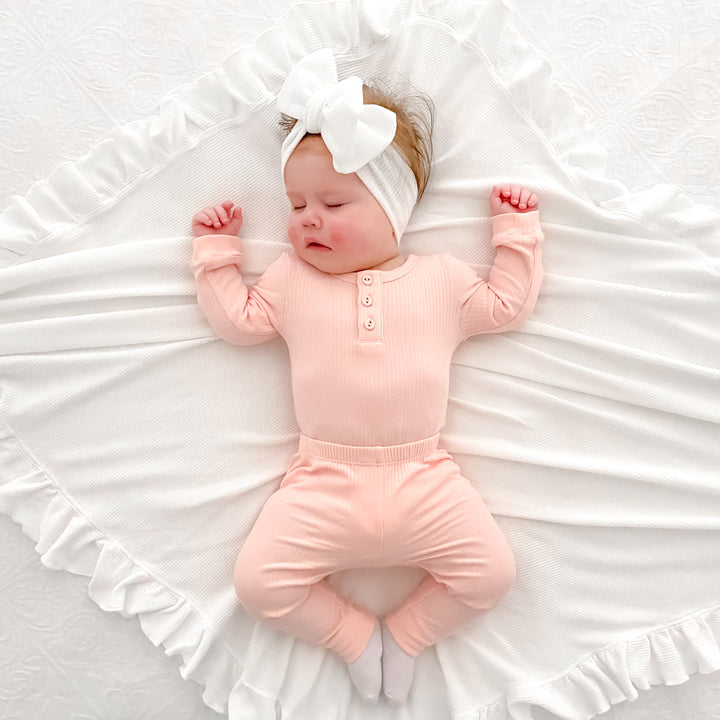 Cozy Long Sleeve Bodysuit/Top - Peach Dust