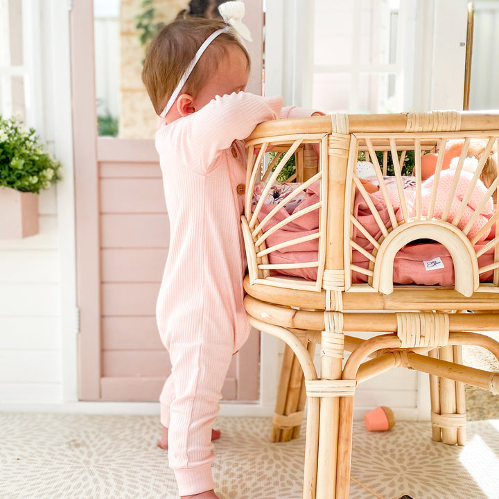 Cozy Long Sleeve Louie Romper - Peachy