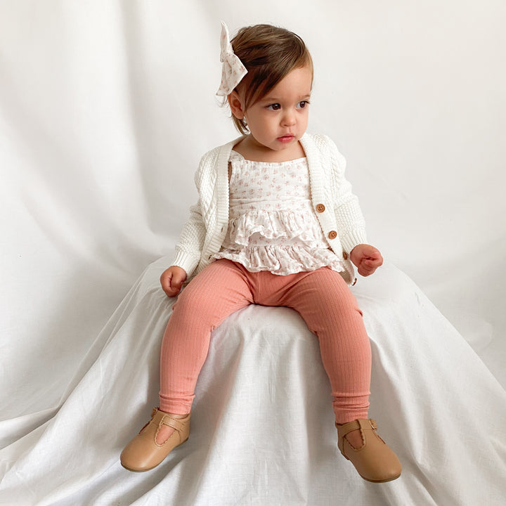 Baby girls peach parfait ribbed leggings