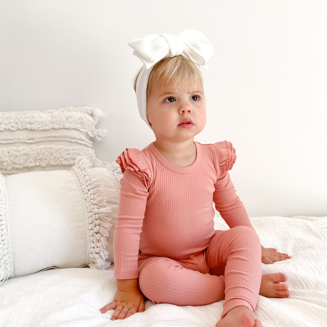 Baby girls peach parfait ribbed leggings