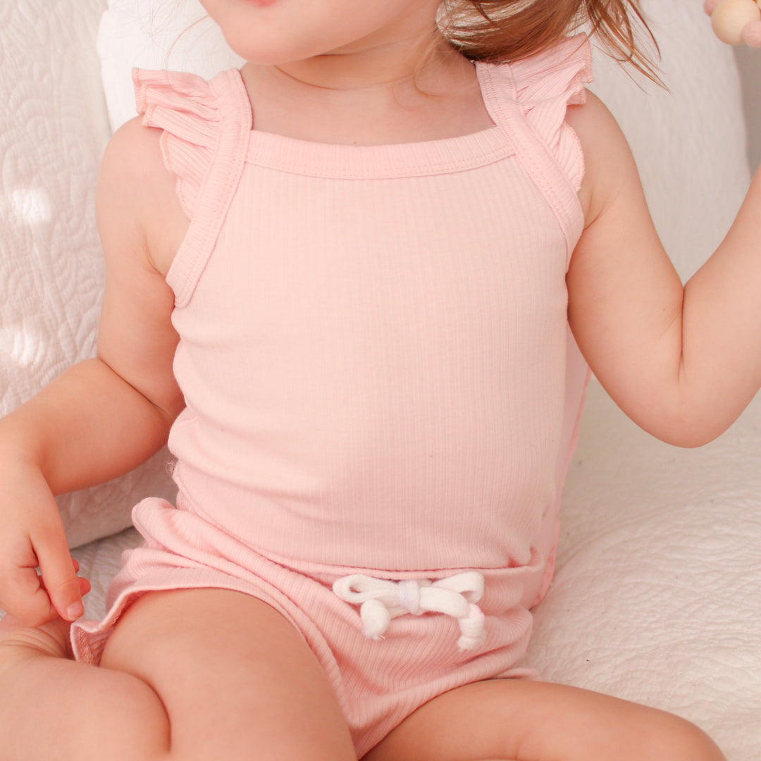 Cozy Singlet & Shorties Set - Peachy