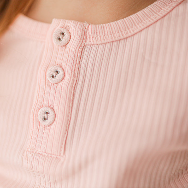 Cozy Long Sleeve Bodysuit/Top - Peach Dust