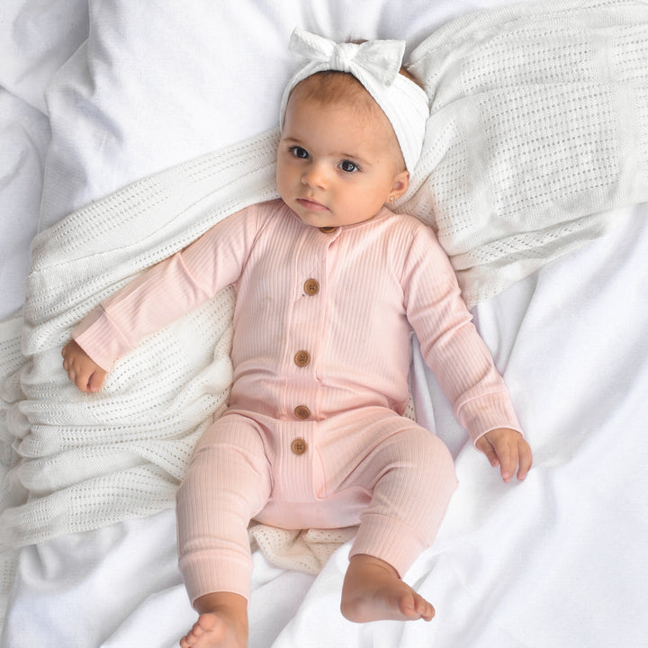 Cozy Long Sleeve Louie Romper - Peachy