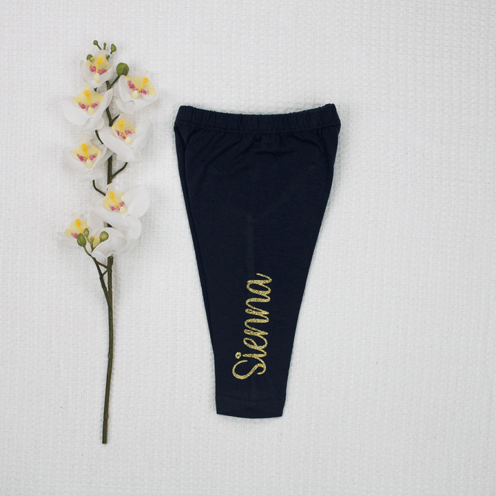 Personalised Navy Leggings - Vinyl - Custom Name