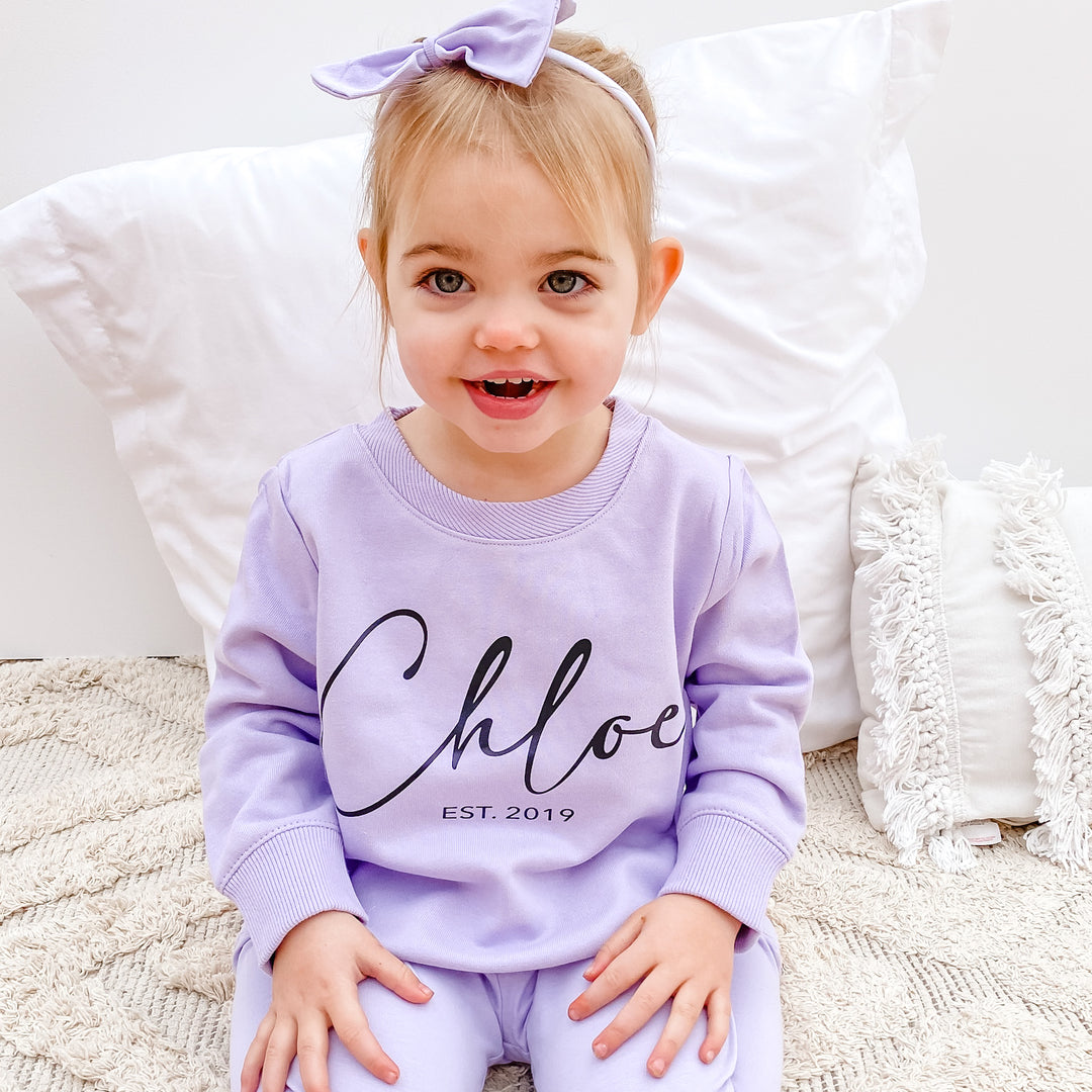 Personalised Crew Neck & Leggings - Lilac