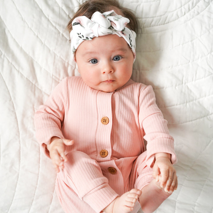 Cozy Long Sleeve Louie Romper - Peachy