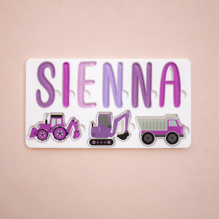 Acrylic Puzzle - Personalised Name - Truck Theme