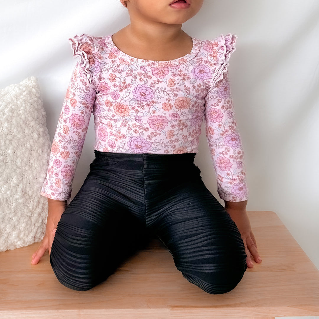 Baby girl black ribbed leggings