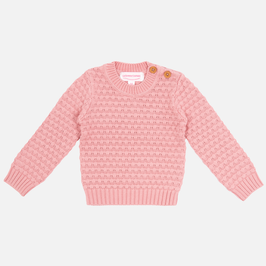 baby girls rosewater pink bubble knitted jumper