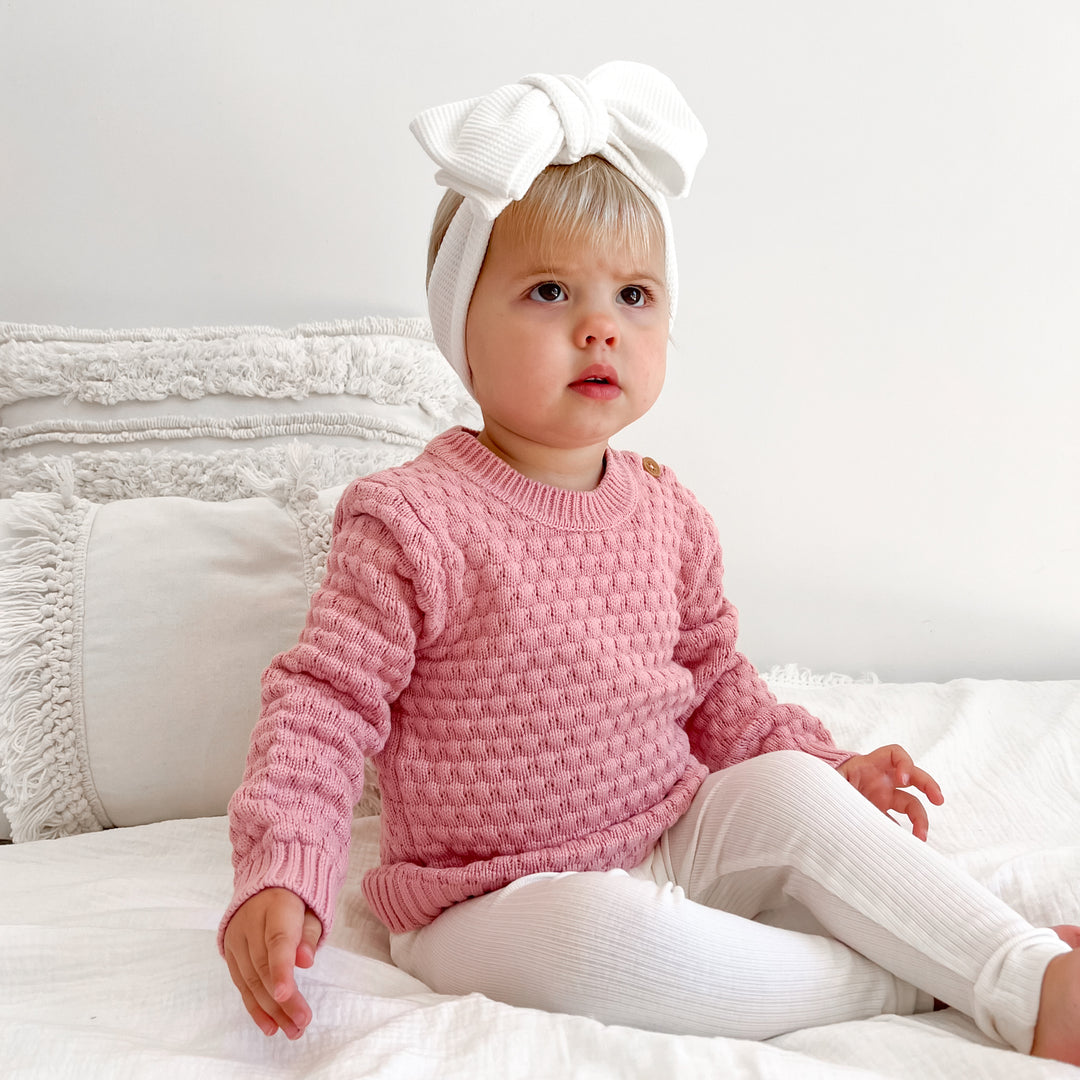 baby girls rosewater pink bubble knitted jumper