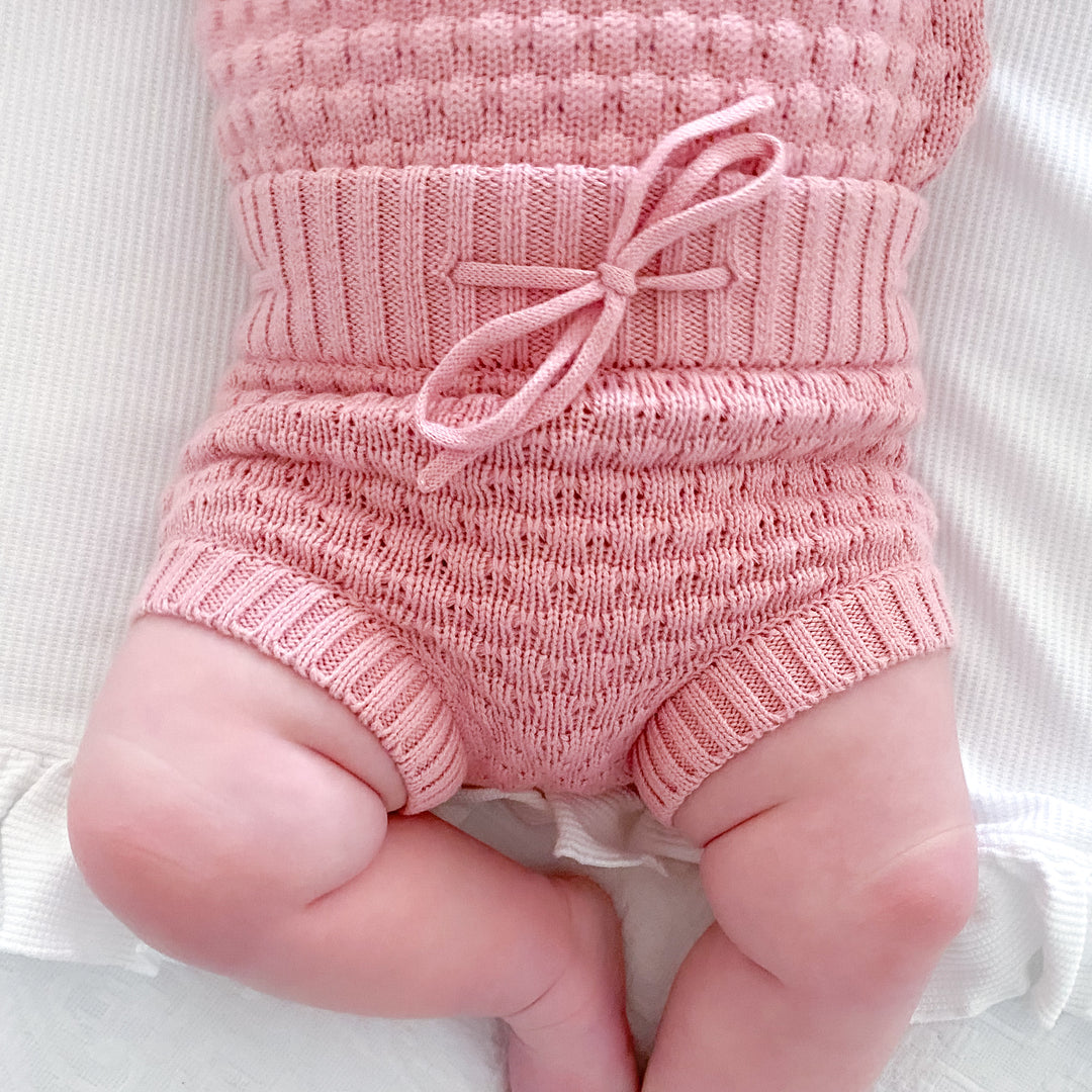 baby girls rosewater pink bubble knitted bloomers