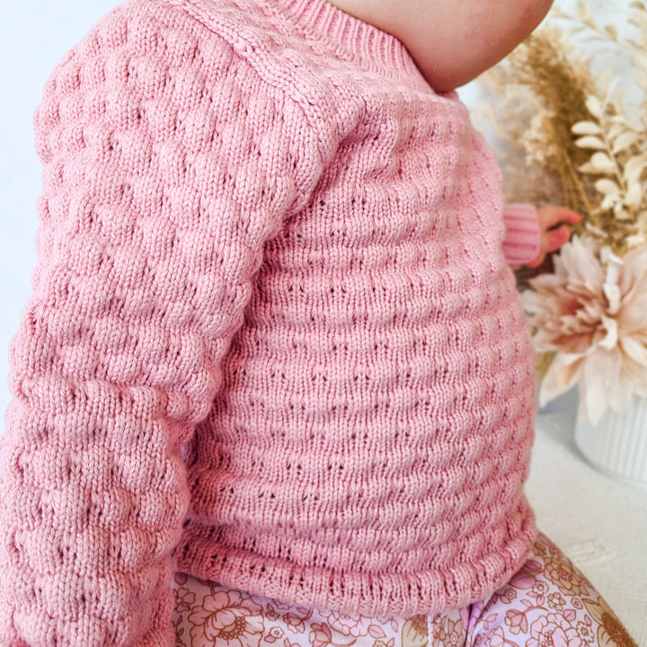 baby girls rosewater pink bubble knitted jumper