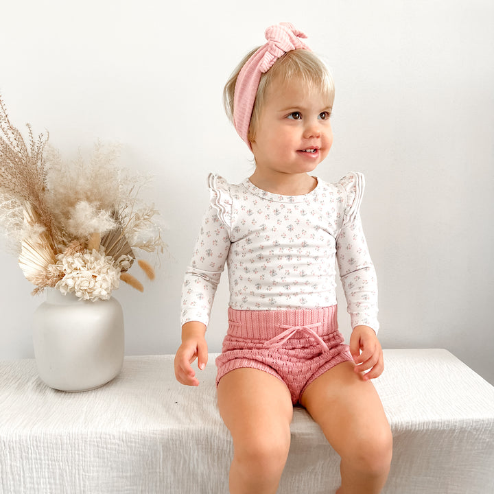 baby girls rosewater pink bubble knitted bloomers