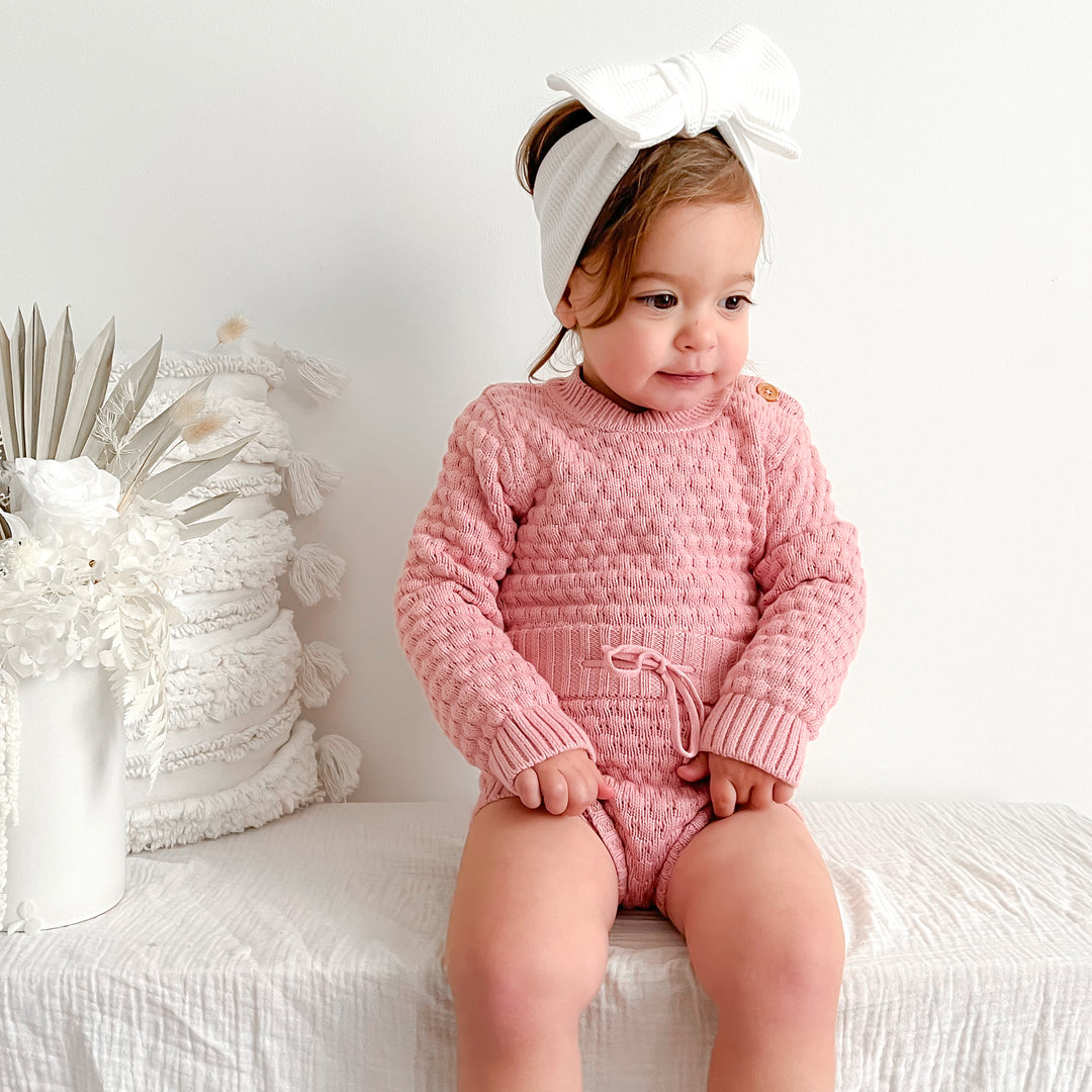 baby girls rosewater pink bubble knitted bloomers