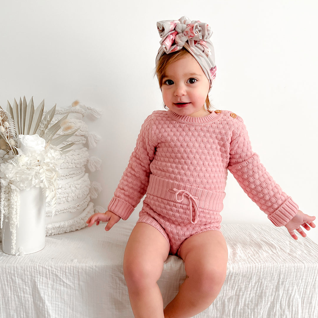 baby girls rosewater pink bubble knitted bloomers