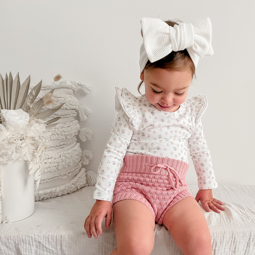 baby girls rosewater pink bubble knitted bloomers