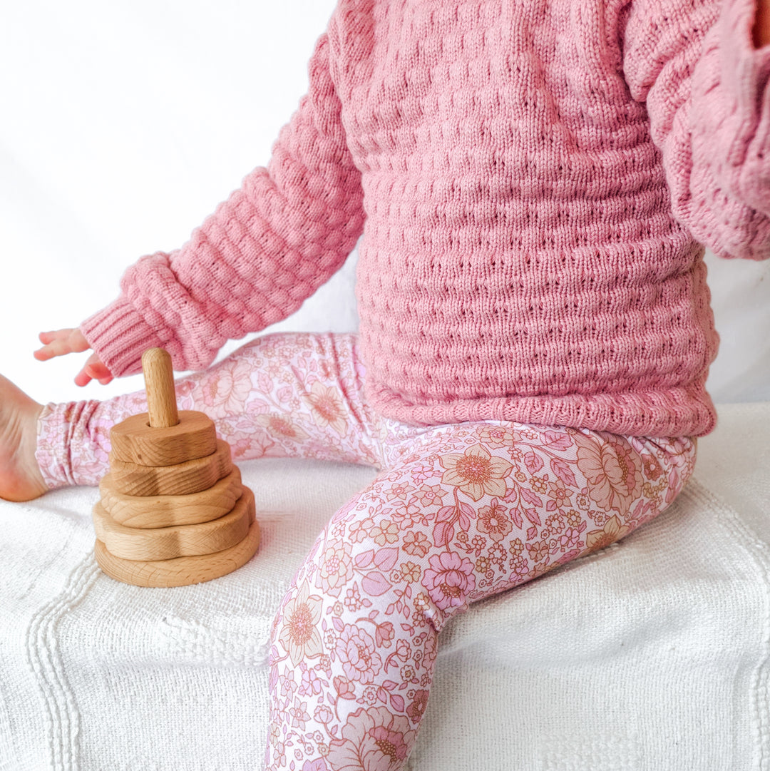 baby girls rosewater pink bubble knitted jumper