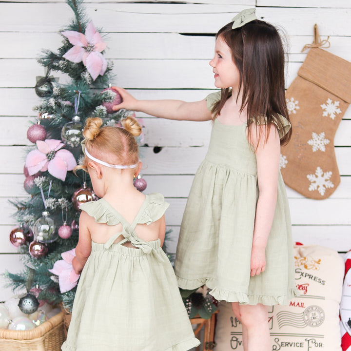 Muslin Sweetheart Dress - Sage