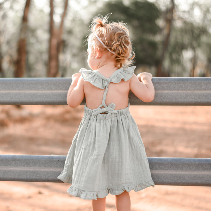 Muslin Sweetheart Dress - Sage