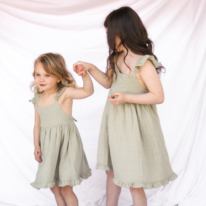 Muslin Sweetheart Dress - Sage