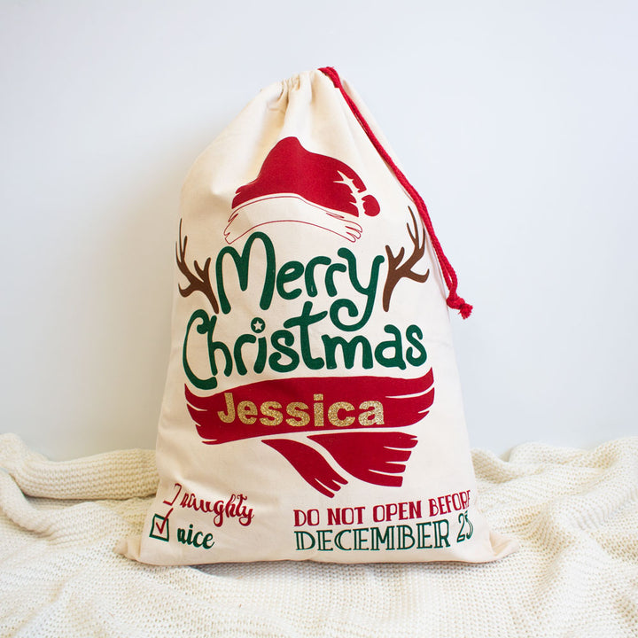 Santa Sack Style 3 - Custom Name - Vinyl