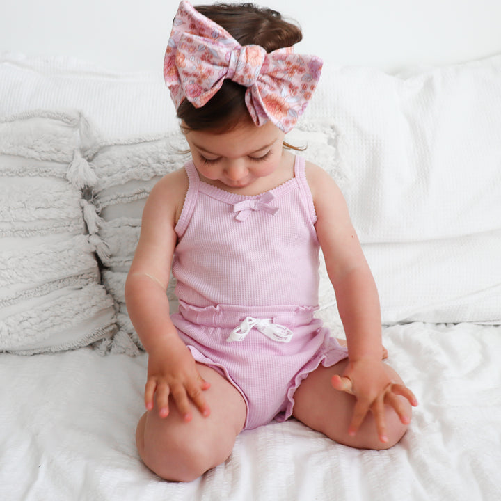 Dainty Waffle Singlet & Shorties Set - Sweetest Lilac