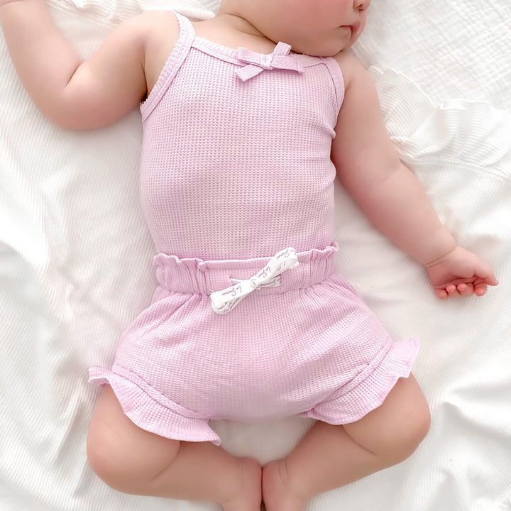 Dainty Waffle Singlet & Shorties Set - Sweetest Lilac