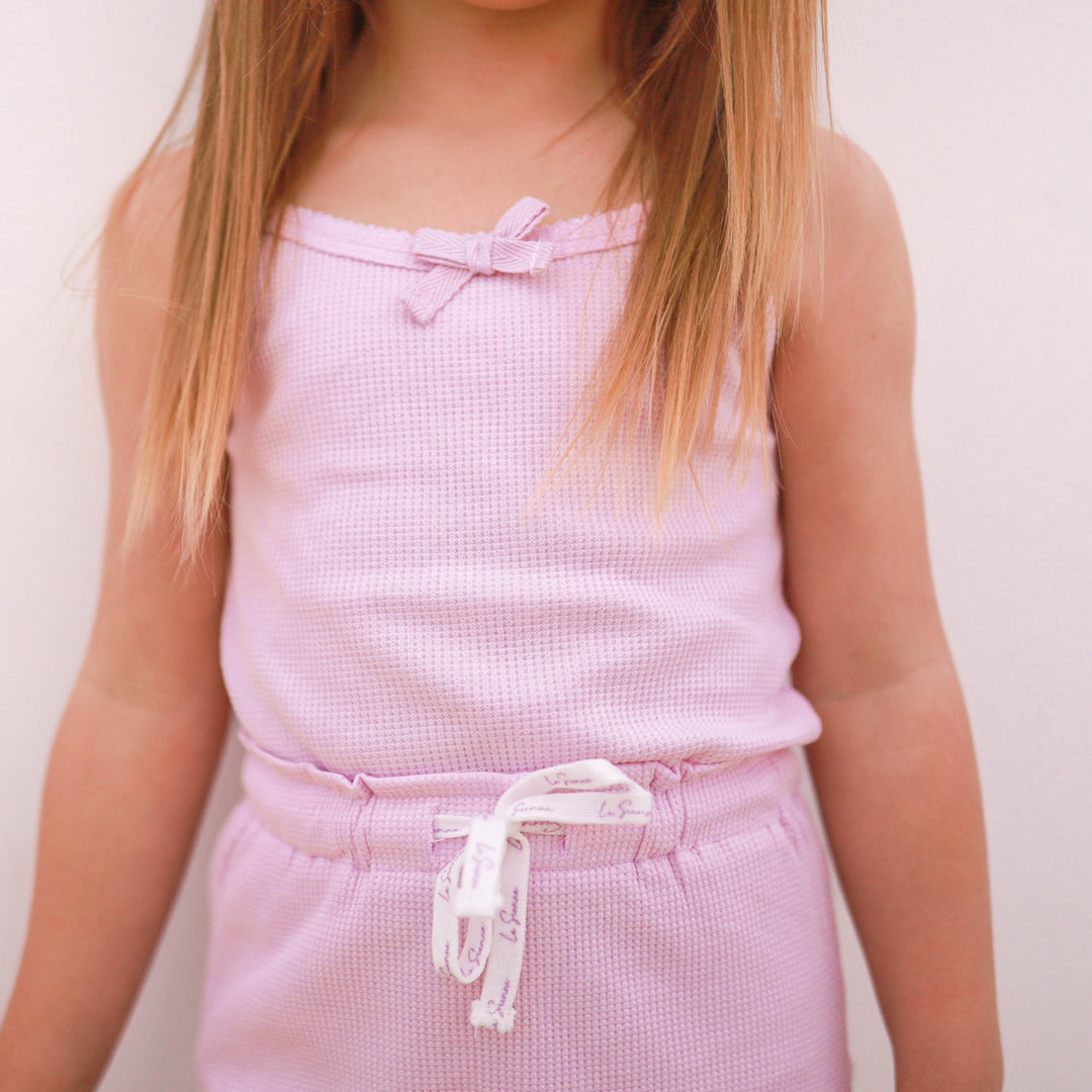 Dainty Waffle Singlet & Shorties Set - Sweetest Lilac