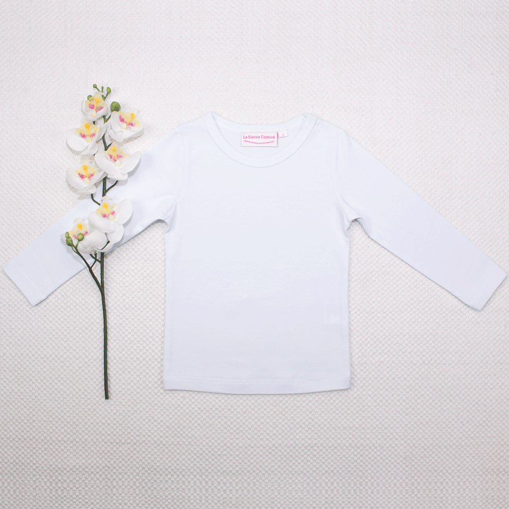 Long Sleeve Basic Unisex Top - White