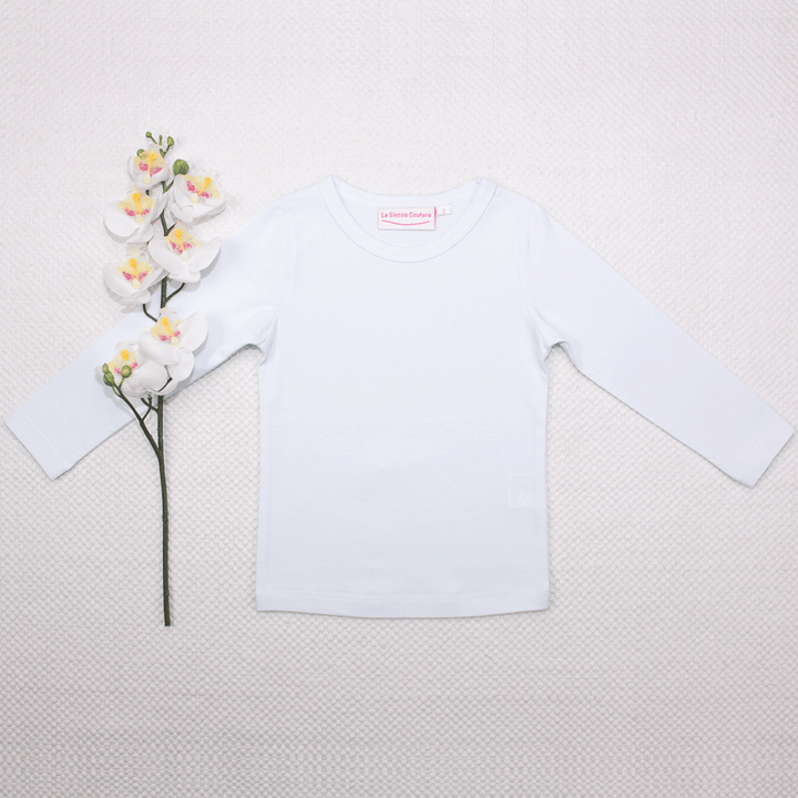 Long Sleeve Basic Unisex Top - White