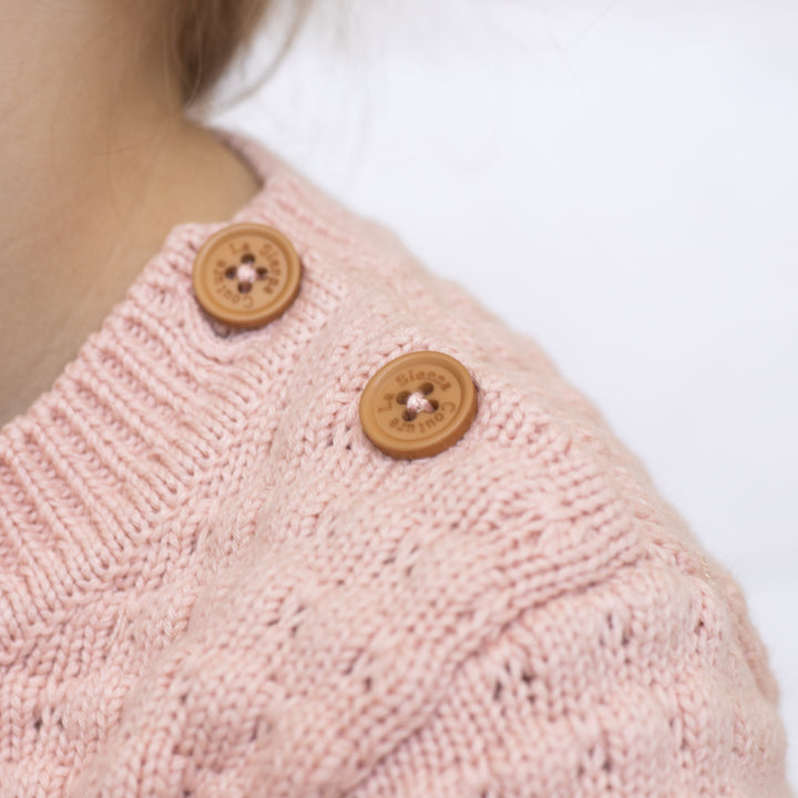 baby girls vintage pink colour bubble knitted jumper