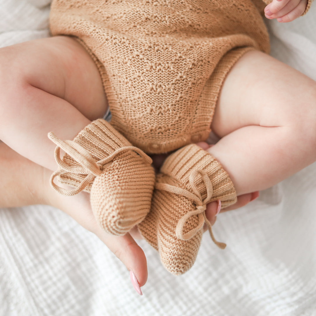 Knitted Booties - Cinnamon