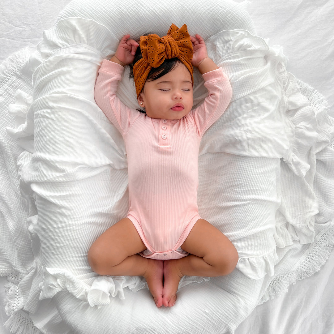 Cozy Long Sleeve Bodysuit/Top - Peach Dust