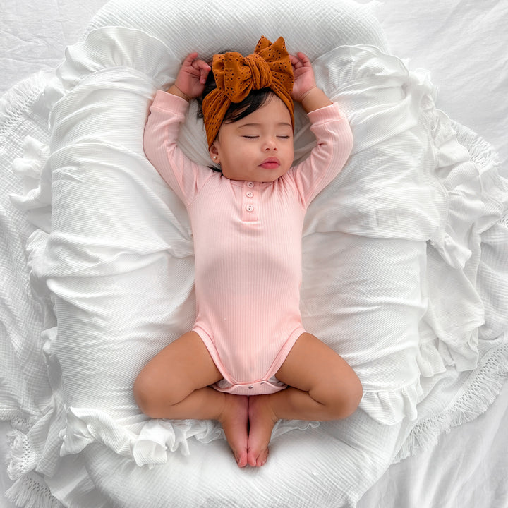 Cozy Long Sleeve Bodysuit/Top - Peach Dust