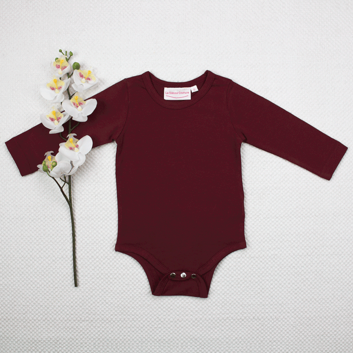 Long Sleeve Basic Unisex Top - Maroon