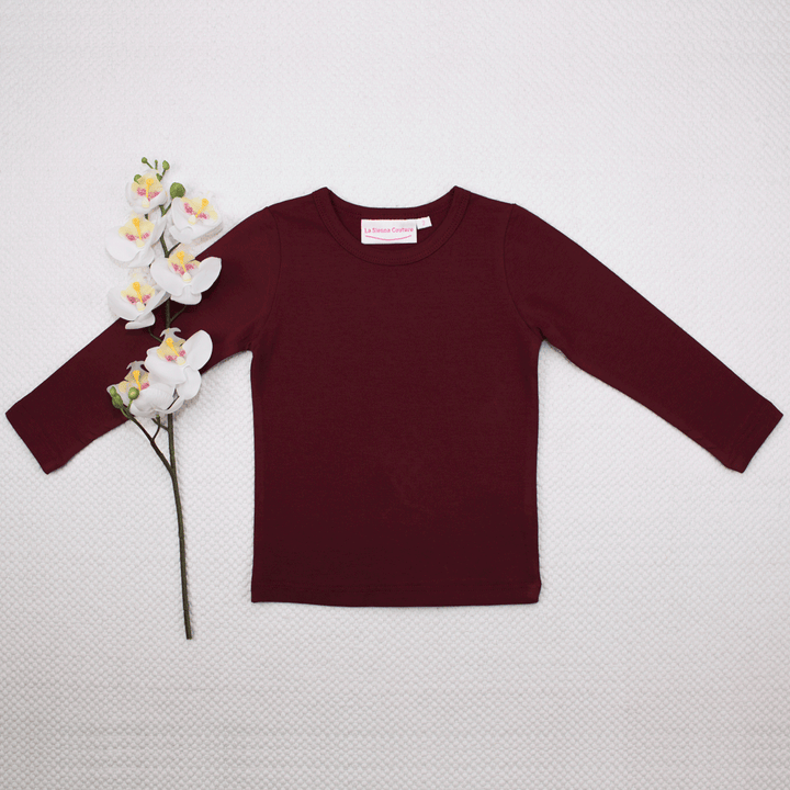 Long Sleeve Basic Unisex Top - Maroon