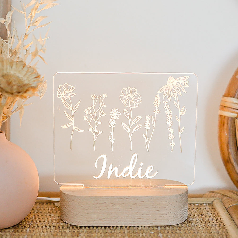 Acrylic Night Light - Floral