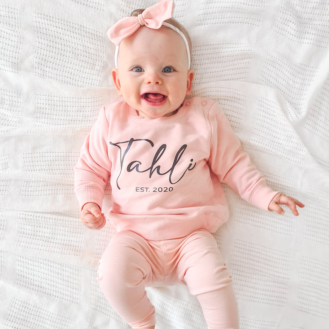 Personalised Crew Neck & Leggings - Peach