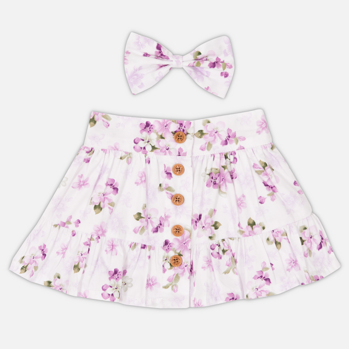 Girls floral skirt with buttons