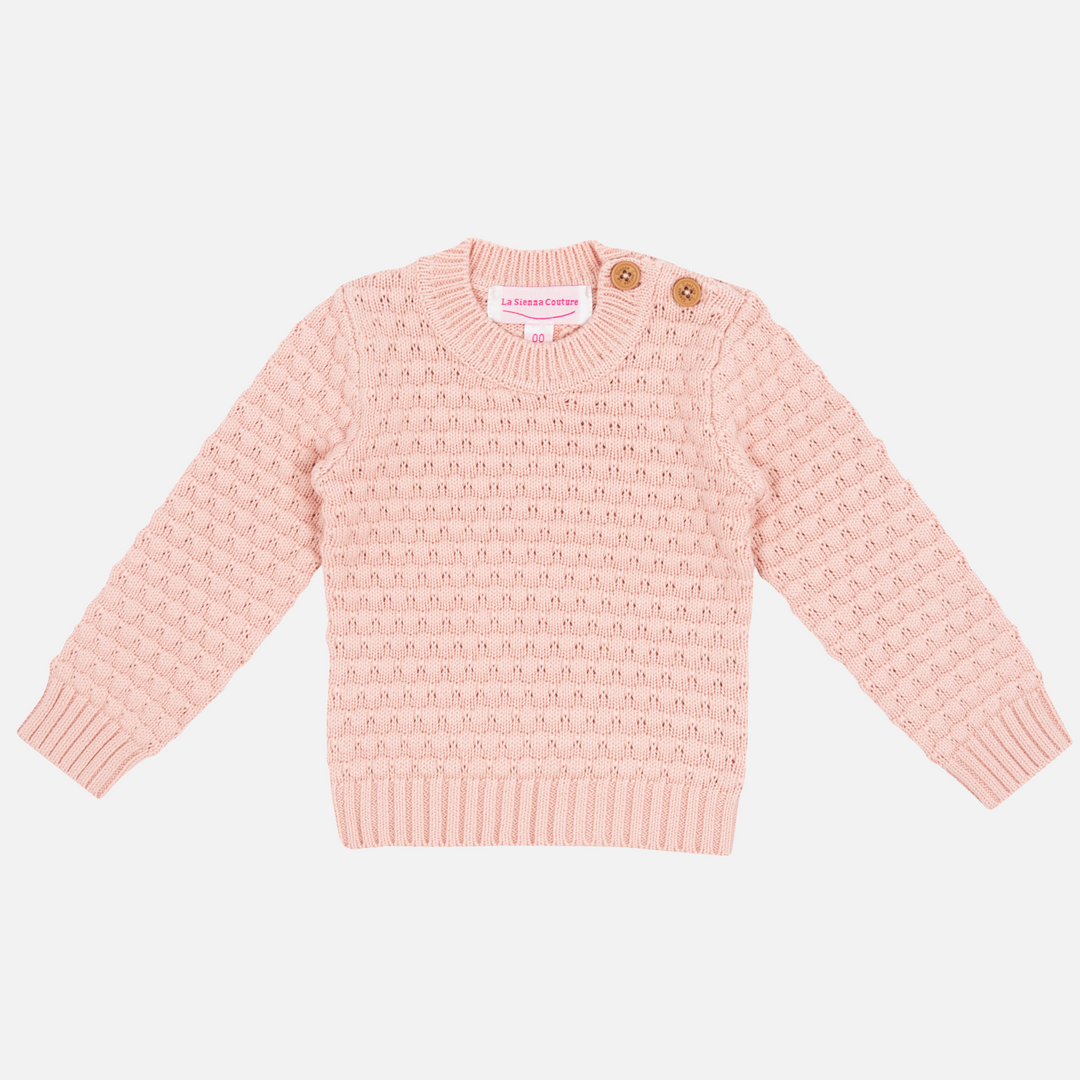baby girls vintage pink colour bubble knitted jumper