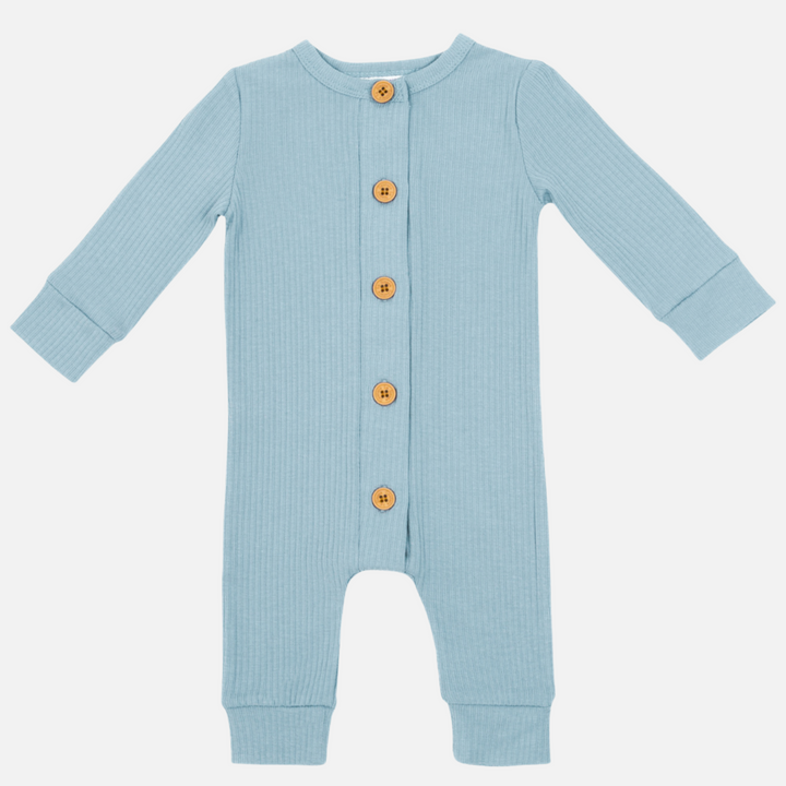 Cozy Long Sleeve Louie Romper - Steel Blue