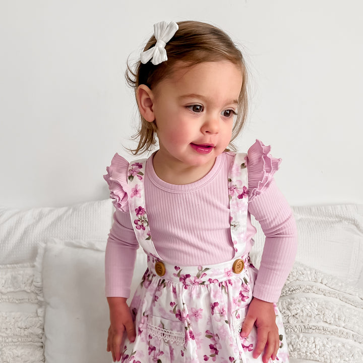 baby lilac long sleeve bodysuit with flutter