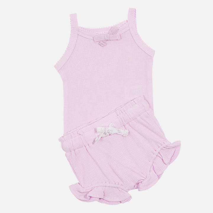 Dainty Waffle Singlet & Shorties Set - Sweetest Lilac